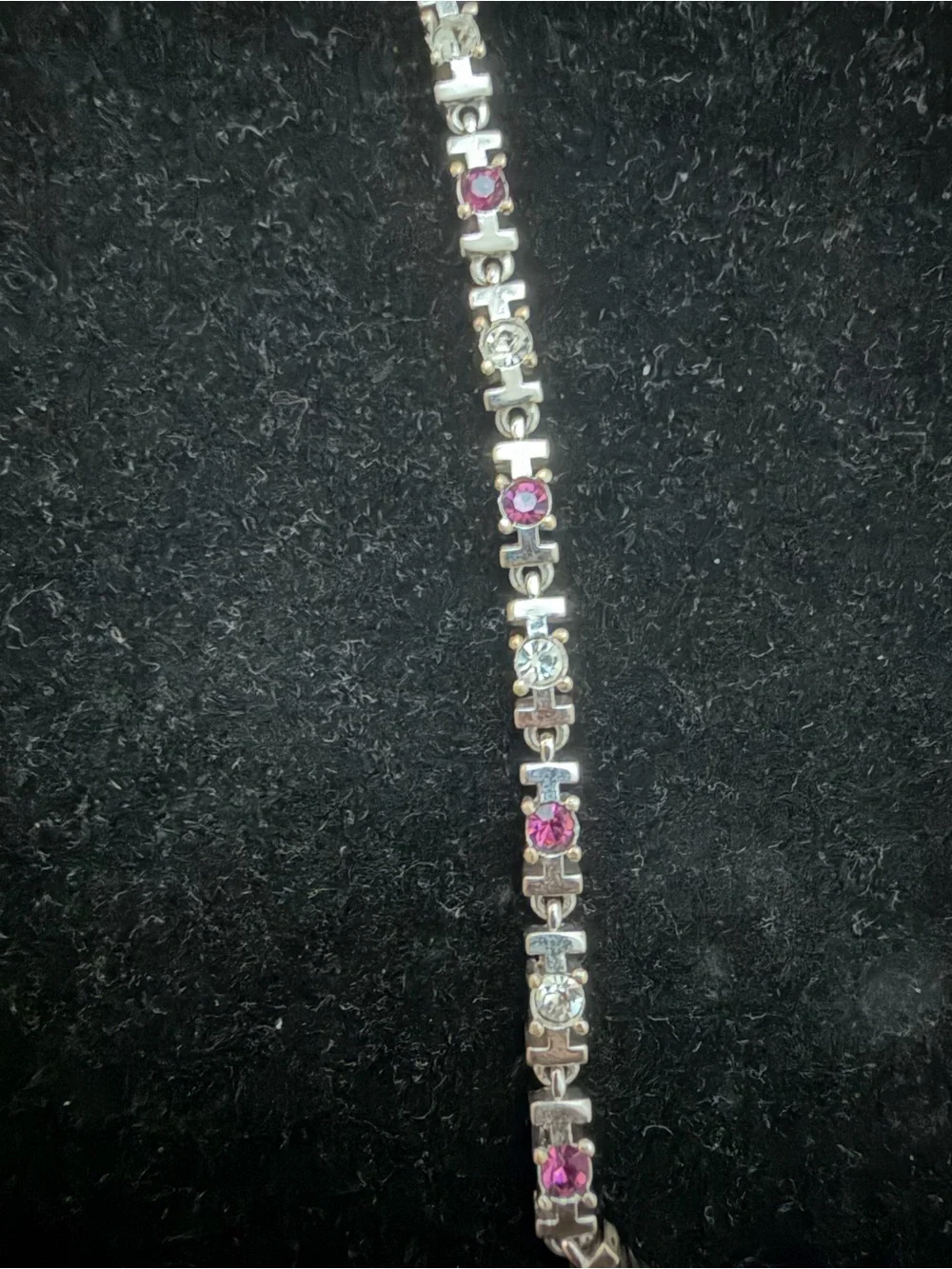 Vintage Purple & Clear Stone Tennis Bracelet - SZ 7